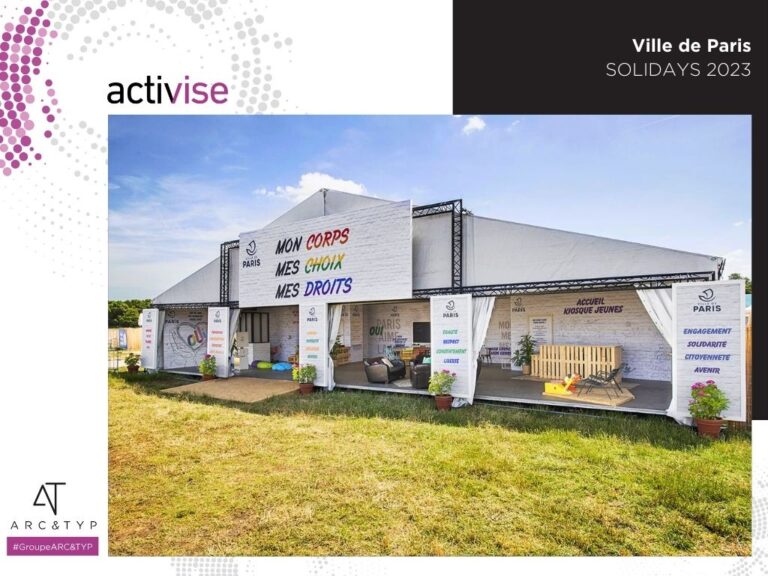 L'Accueil Kiosque Jeunes réalisé par Activise pour la Ville de Paris sur le SOLIDAYS 2023